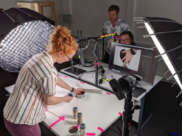 Behind the scenes picture of a product video being made